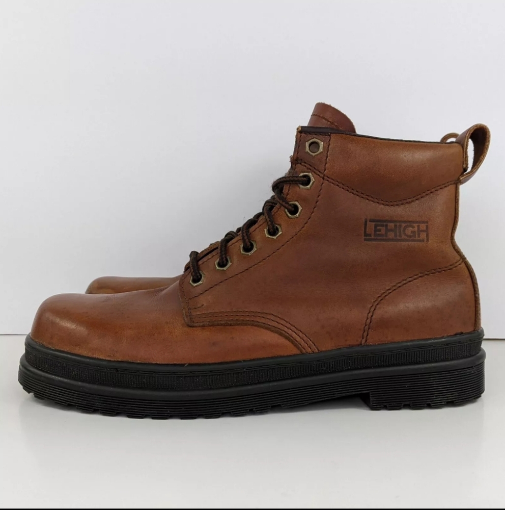 Lehigh Safety Toe Work Boots Men's Size 9.5 D Brown Leather Safety Shoes 5080